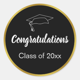 Adesivo Parabéns Graduação em Classe Dourada Preta Branco