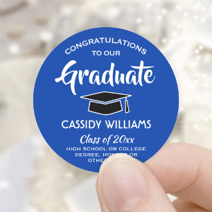 Adesivo Parabéns Graduação Real Azul e Branco