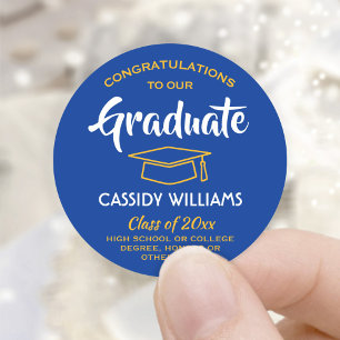 Adesivo Parabéns Graduação Real Azul e Dourada