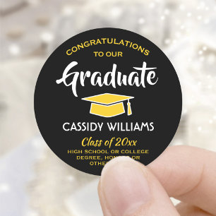 Adesivo Parabéns Graduado Formatura Preta e Dourada