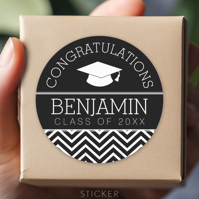 Adesivo Parabéns Graduado Graduação PODE EDITAR COR (Custom Sticker for Party Favors and Envelopes)