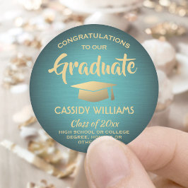 Adesivo Parabéns Gradução Fashion Azul e Dourado