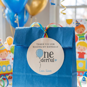 Adesivo Parabéns Mr Onederful Aniversário Balão Azul Obrig
