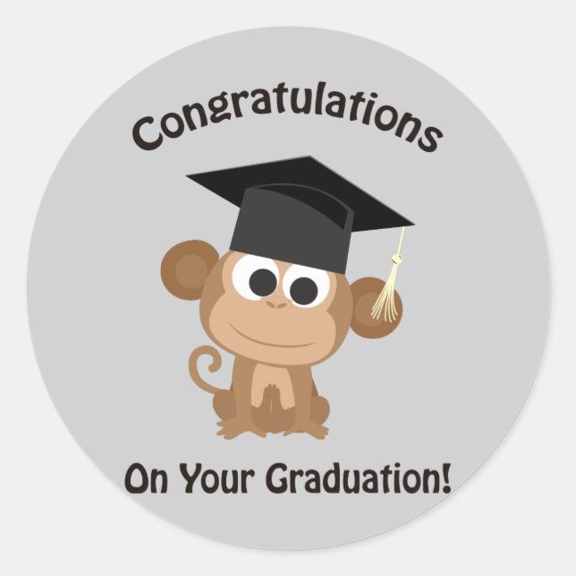 Adesivo parabéns no macaco da graduação (Frente)