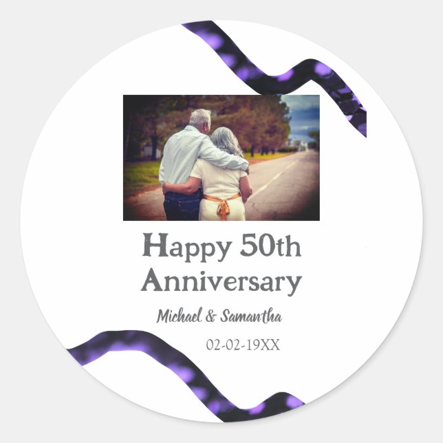 Adesivo parabéns para 50 anos de aniversário adicionar nom (Frente)