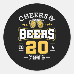 Adesivo Parabéns Pelo 20º Aniversário Cerveja E Brindes An