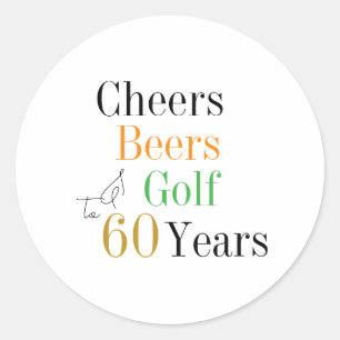 Adesivo Parabéns pelos 60 Anos Cervejas e Taças de Golfe M