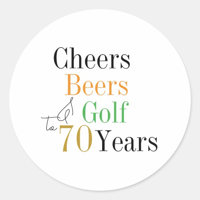 Adesivo Parabéns pelos 70 anos: Cheers e Cervejas Golfe Mi (Frente)