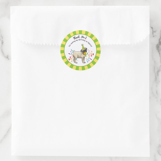 Adesivo Parabéns Pug Yellow Green Favor (Bolsa)