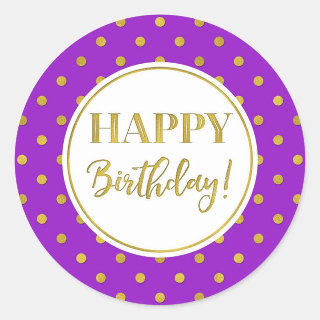 Adesivo Parabéns, Roxo, Pontos Dourados (Frente)
