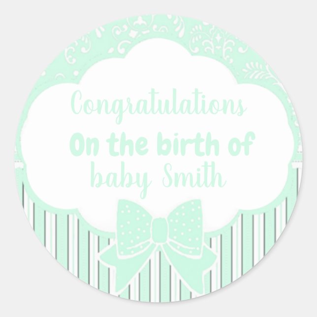 Adesivo Parabéns sobre o nascimento de (Frente)