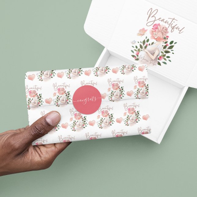 Adesivo Parabéns Sticker (Congratulate someone special with these lovely pink and white congrats stickers! )