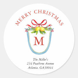 Adesivo Paragem com limões e arco Monograma Natal