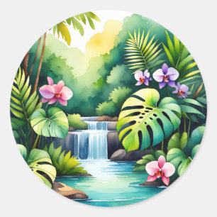 Adesivo Paraíso de Orquídeas da Cachoeira da Selva Tropica