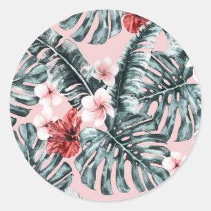 Adesivo Paraíso Rosa Floral Botânico Ilha Tropical
