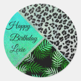 Adesivo Paraíso Tropical de Leopardo Tropical de Teal