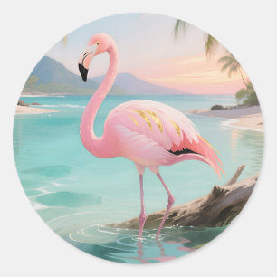 Adesivo Paraíso Tropical do Flamingo Rosa