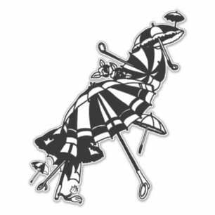 Adesivo parasóis voadores Umbrellas Ink art Ilustração