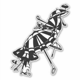 Adesivo parasóis voadores Umbrellas Ink art Ilustração