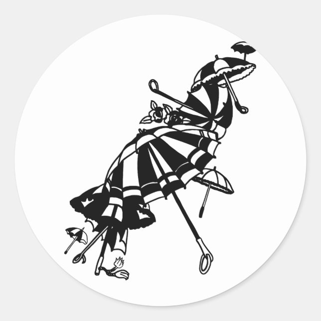 Adesivo parasóis voadores Umbrellas Ink art Ilustração (Frente)