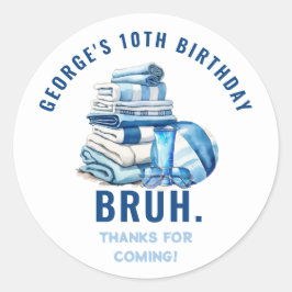 Adesivo Parceiro de Piscina Azul Branca Aniversário Obriga