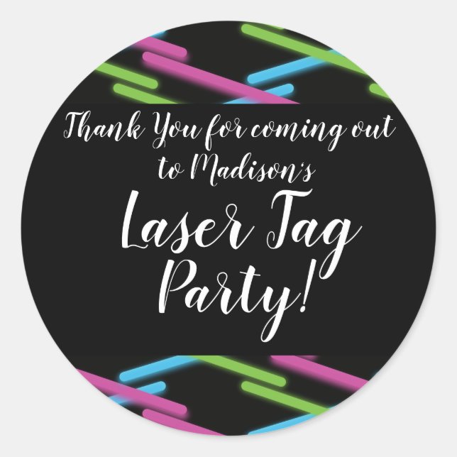 Adesivo Parceiro Roxo-Teal Neon Laser Festa Aniversário (Frente)