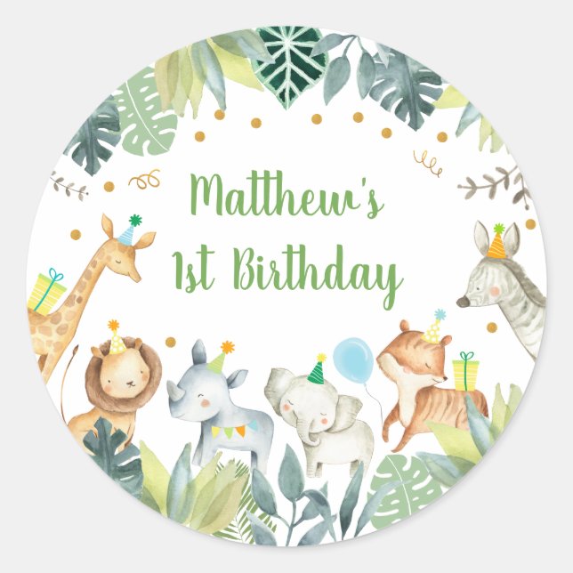 Adesivo Parceiro Safari Selva Animal Birthday (Frente)