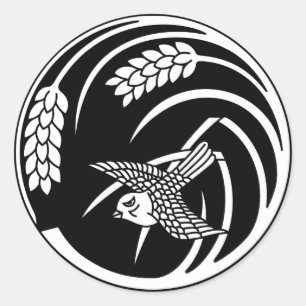 Adesivo Pardal no círculo da arroz-planta