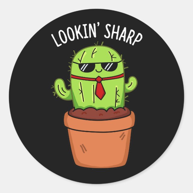 Adesivo Parecendo Sharp Funny Cactus Pun Dark BG (Frente)