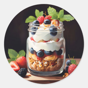 Adesivo Parfait de Frutas Vermelhas em Pote de Vidro