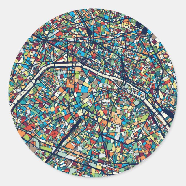 Adesivo Paris França | Mapa Colorido (Frente)