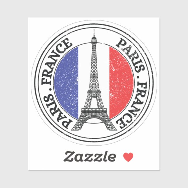 Adesivo Paris França Seal Sticker Round Flag (Folha)