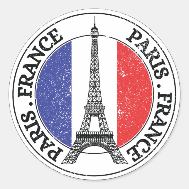 Adesivo Paris França Seal Sticker Round Flag (Frente)