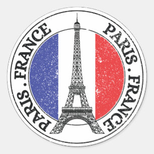 Adesivo Paris França Seal Sticker Round Flag
