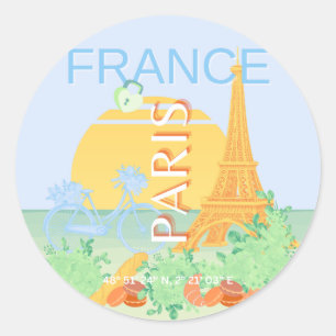 Adesivo Paris, França, Viagem, Arte, Pré-Disquete, Pastel,