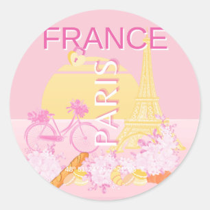 Adesivo Paris, França, Viagem, Arte, Pré-Disquete, Rosa