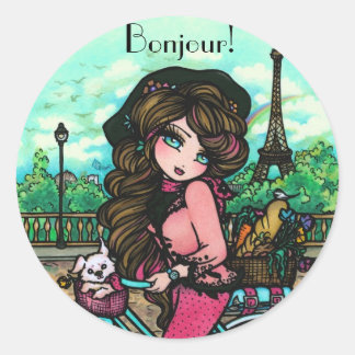 Adesivo Paris French Girl Bonjour Stickers by Hannah Lynn