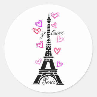 ADESIVO PARIS JE T'AIME EIFFEL E CORAÇÕES COR-DE-ROSA