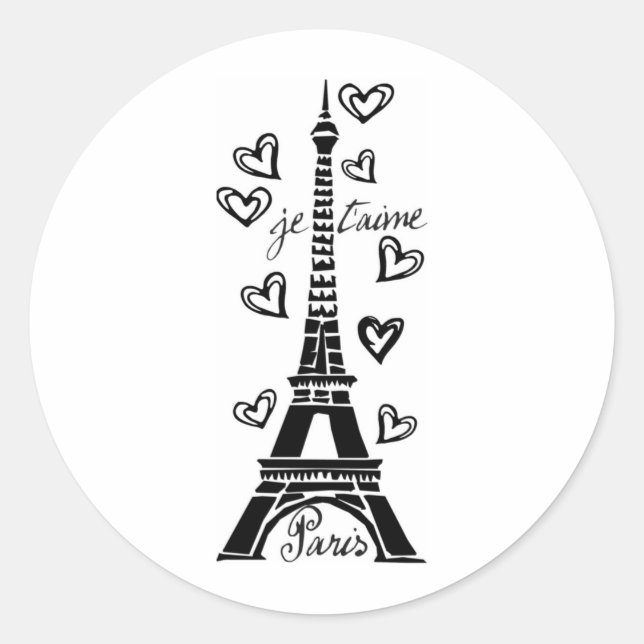 ADESIVO PARIS JE T'AIME EIFFEL TORER E CORAÇÃO IMPRESSÃO (Frente)
