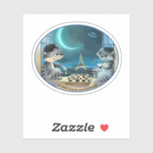 Paris no Night Oval Vinyl Sticker - Happy (Var)