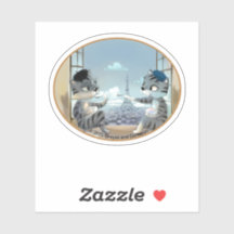 Paris por Day Oval Vinyl Sticker (Várias dimensões