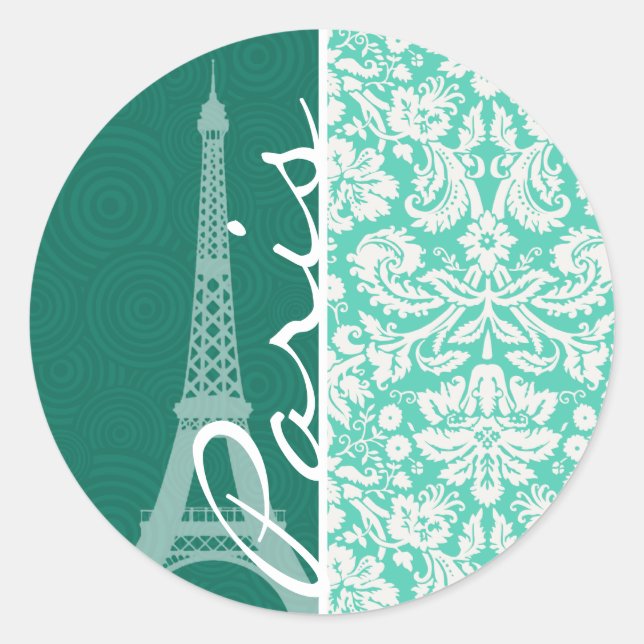 Adesivo Paris; Seafoam Green Damask (Frente)