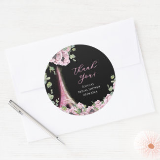 Adesivo Parisian Black Pink Floral Bridal Shower Sticker