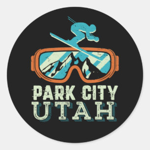 Adesivo Park City Utah Retro Skining Snowboard