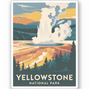Adesivo Parque Nacional da viagens vintage Yellowstone