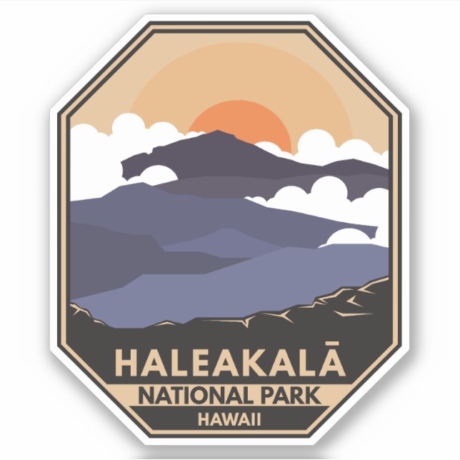 Adesivo Parque Nacional de Haleakala, Retro Emblem (Frente)