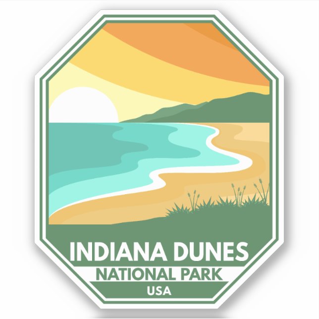 Adesivo Parque Nacional de Indiana Dunes - Retro Emblem mí (Frente)