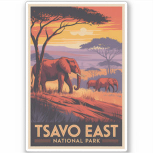 Adesivo Parque Nacional de Tsavo East Quênia Ilustração Vi