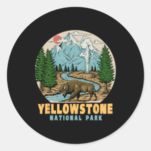 Adesivo Parque Nacional de Yellowstone Bison Retro Acampam