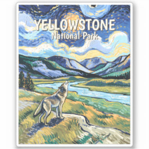 Adesivo Parque Nacional de Yellowstone Colorido Uivo de Lo
